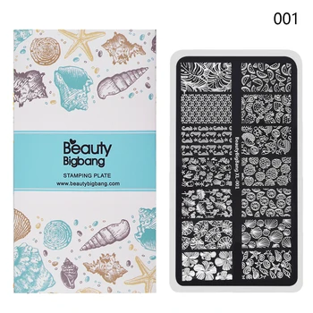 Beautybigbang Ștanțare Plăci Set 8PCS Stil Clasic Fata de Flori Frunze Imaginea 6*12cm Oțel Inoxidabil Unghii Set Șablon