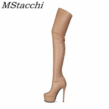 Mstacchi O Varietate De Culori Pentru A Alege De Femei Cizme Cu Toc De Culoare Solidă Rotund Toe Platforma Elegant Doamnelor Pantofi De Zapatos Mujer