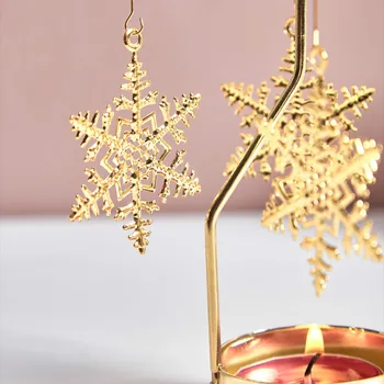 Pahar De Aur/Argint Sfeșnic De Rotație Fulg De Nea Ceașcă Lumânare Titularului Romantic Filare Carrousel Lumanare Stea De Crăciun Decor Acasă