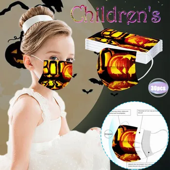 Copii Eșarfă Non Împletit în Trei Straturi Mască de Unică folosință Masca de Fata Mascarilla Copii de 30 de PC-ul de Halloween Tipărite Respirabil Masca