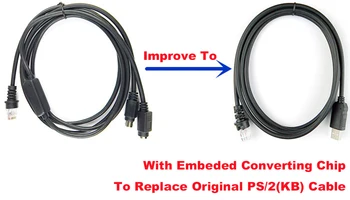 PS/2 Keyboard Wedge la USB,RS232 la USB Cablu de 2M pentru Scanner de coduri de Bare Metrologic MS7120 MS1690 MS9540 Înlocui vechiul PS2 Cablu RS232