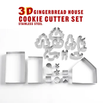 18 Buc/Set Noi de Crăciun din Oțel Inoxidabil 3D Cookie Cutter Mucegai Rafinat Creative Biscuit Casa Pomul Copt Cookie Mucegai Seturi