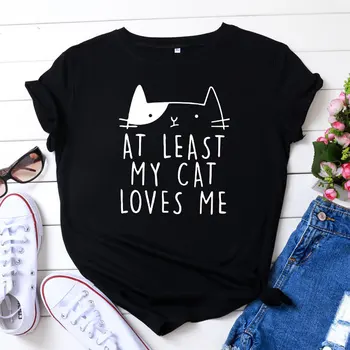 Femei Vara Pisica Drăguț T-Shirt Bumbac Gât O Bază De Origine Animală Teuri Desene Animate Pierde Scrisoarea Supradimensionat Print Tee Camasa Câteva Haine