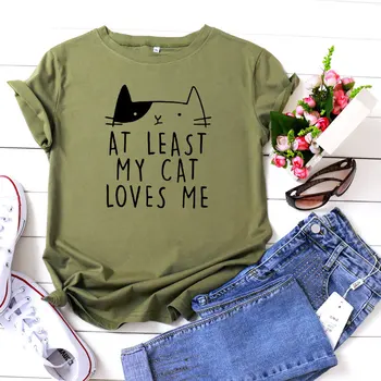 Femei Vara Pisica Drăguț T-Shirt Bumbac Gât O Bază De Origine Animală Teuri Desene Animate Pierde Scrisoarea Supradimensionat Print Tee Camasa Câteva Haine