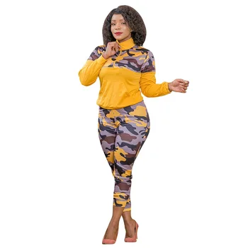 2020 Noi de Iarna Camuflaj Imprimare Tricotat cu Maneca Lunga Casual Moda Costum din Două piese, Plus Dimensiunea Femei en-Gros Dropshpping