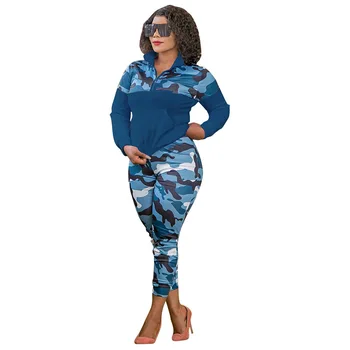 2020 Noi de Iarna Camuflaj Imprimare Tricotat cu Maneca Lunga Casual Moda Costum din Două piese, Plus Dimensiunea Femei en-Gros Dropshpping