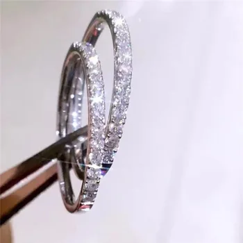 Solide reale Argint 925 Diamond Inele de deget Solitaire Simplu Rotund Inele Subtiri pentru Femei Element Trupa Inel bijuterii
