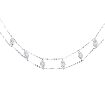 Design clasic 6pcs Lacrimă 5A CZ lanț dublu Coliere pentru Femei de Moda de argint 925 cadou de Nunta COLIER Chocker