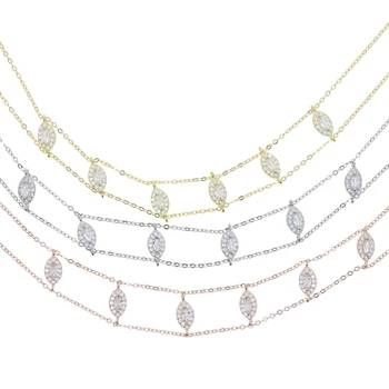 Design clasic 6pcs Lacrimă 5A CZ lanț dublu Coliere pentru Femei de Moda de argint 925 cadou de Nunta COLIER Chocker