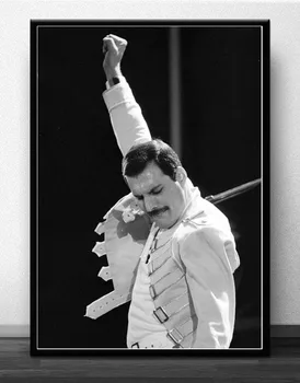 Freddie Mercury Poster Alb-Negru Clasic Cântăreață Star de Cinema Portret Panza Pictura Imaginile pentru Home Design Fara Rama