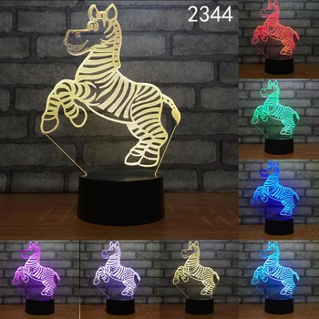 Zebra, Urs, Maimuță Drăguț Forma de Animale Acrilice Lampa LED 3D Lumina de Noapte Pentru Copii de Dormit de Iluminat Desene animate Cadou Dropshipping