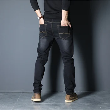 2021 Toamna și iarna modele elastic fermoar buzunar blugi barbati casual dreaptă negru plus îngrășământ XL pantaloni marime mare de 48 de metri