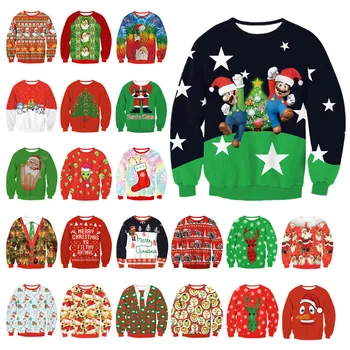 Noi Unisex Bărbați Femei 2020 Urât Pulover de Crăciun Tipărite Noutate Toamna Iarna Bluze Haine pentru Sărbători Moș crăciun Elf de Crăciun