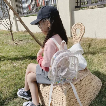 Noi 2020 Copii Mini Rucsac Geanta din PVC, Stralucitor ghiozdane pentru Fete Kawaii Transparent Școală Rucsac Geanta Baby Back Pack