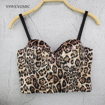 2020 nou Stil Sexy Femei Leopard de Imprimare de Catifea Scurte, Bustiere Topuri de Cultură în Afara Poartă fără Mâneci Talie Mare Corset Camis D-032