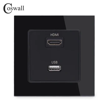 Coswall Cristal Geam Panou compatibil HDMI 2.0 Port USB 2.0, Jack de Putere de Perete Priza C1 serie C1-HU