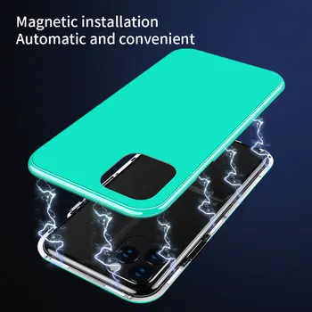 Magnetice de Caz Pentru iPhone 11 X XR 7 8 7Plus 8Plus 11 Pro Max XS Max 11 XS Cazul HD Sticlă Călită Magnet Cazul în care Telefonul PC Capacul din Spate