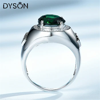 Dyson Real Argint 925 Inel Lux Mare Oval Mare Creat Nano Smarald Inele Pentru Femei Dragoste Cadouri Bijuterii Fine