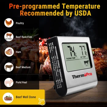 ThermoPro TP-16 Termometru Digital Pentru Cuptor Fumător Bomboane Lichid de Gatit Bucatarie Grill Carne de GRĂTAR Termometru si Timer