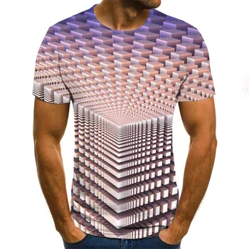 Trei-dimensional vortex Barbati Tricou 3D Imprimate de Vară O-Gât de zi cu Zi Casual Amuzant tricou