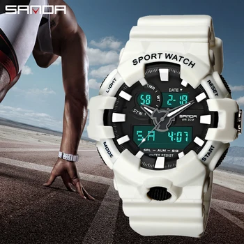 Noua SANDA Brand Sport pentru Bărbați Ceasuri Militare a CONDUS Analogic Digital Ceas Bărbați Impermeabil de Moda, Electronice, Ceasuri de mana 770