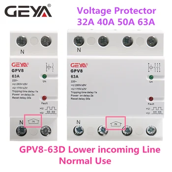 GEYA GPV8-63U/D Auto de Recuperare la Supra si Sub Tensiune Dispozitiv de Protecție 180V-265VAC