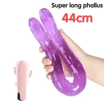 10 Viteza de Vibrație Glonț Dublu Dildo Vibrator pentru Femei Lesbiene Masaj Vaginal Anal Plug Dildo Jelly Dong Produse pentru Sex