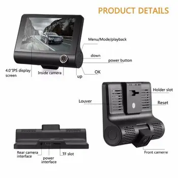 DVR auto 3/2 Camere Obiectiv 4.0 Inch Dash Camera Dual Lens Retrovizoare cu Camera Video Recorder Auto Recorder DVR-uri Dash Cam