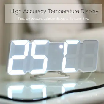 3D pline de culoare LED-uri Digitale Ceas de Perete Electronic Desktop Ceas cu Alarmă de Voce de la Distanță de Control de Afișare a Temperaturii pentru Decor Acasă Cadou