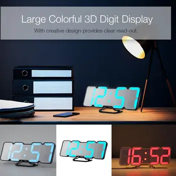 3D pline de culoare LED-uri Digitale Ceas de Perete Electronic Desktop Ceas cu Alarmă de Voce de la Distanță de Control de Afișare a Temperaturii pentru Decor Acasă Cadou