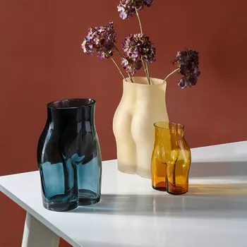 Ins Nordic Creative Decor Acasă Tendințe Ușoare De Lux, Decoratiuni Acasă Uscate Vaza De Flori Corpul Uman Vaza De Sticla Decor
