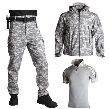 Shark Skin Soft Shell Jacheta Pantaloni, Camasi Militare Uniforme De Camuflaj Tactice Costum De Haine De La Armata Drumeții Jachete Impermeabile