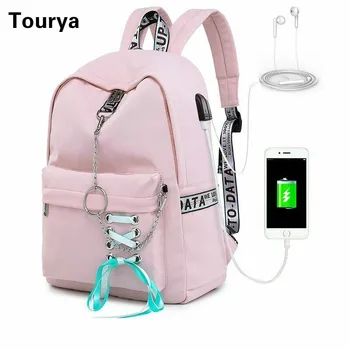 Tourya Moda Impermeabil, Rucsac Femei ghiozdane Pentru Adolescenti Fete USB de Încărcare Arc Travel Rucsac Laptop, Rucsac Mochila
