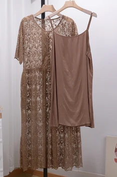 Dulce zână stil printesa din dantela rochie de vara din două piese rochie lunga cu maneci scurte vrac rochie casual