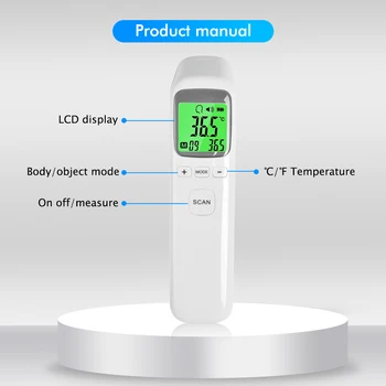Termometru frunte Infrarosu Digital LCD Temperatura de Măsurare Non-Contact pentru Adulți Febra IR Copii Organism Termometro Pentru Acasă