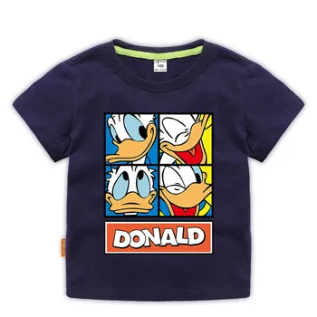 Disney 1 bucata pentru copii T-shirt Donald Duck tipărite umăr catarama rotund gat culoare solidă bumbac casă de copii de vara