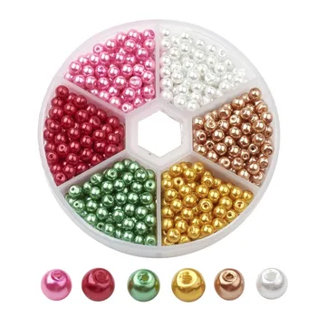 650pcs/cutie 4mm Sticlă Șirag de mărgele de Perle Seturi Pearlized Rotund Margele Vrac Mixt Color pentru Bijuterii DIY Meșteșug a Face