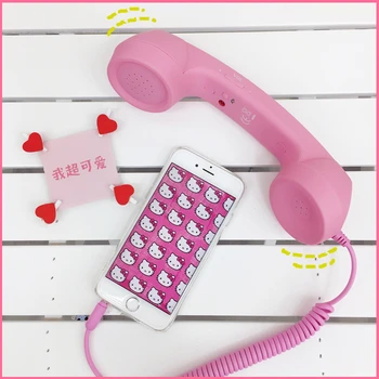 Minunat de Culoare Roz Vintage Telefon setul cu Cască Telefon Mobil/Telefon Receptor Poate Regla Volumul Răspunde La Telefon 3C Jucărie