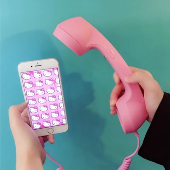Minunat de Culoare Roz Vintage Telefon setul cu Cască Telefon Mobil/Telefon Receptor Poate Regla Volumul Răspunde La Telefon 3C Jucărie