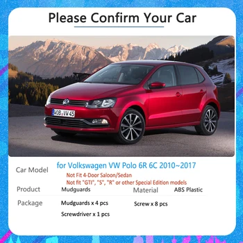 Apărători de noroi pentru Volkswagen VW Polo 6R 6C 2010~2017 Accesorii Auto Aripa apărătoare de noroi Garda Splash Flapsuri Noroi 2011 2012 2013