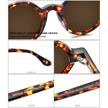 HEPIDEM Acetat de Epocă Polarizat ochelari de Soare Barbati Gregory Peck Design de Brand Clar Rotund Ochelari de Soare pentru Femei Retro Nuante ZOLMAN