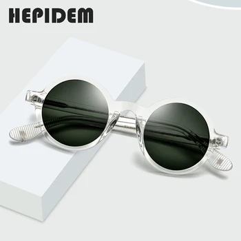 HEPIDEM Acetat de Epocă Polarizat ochelari de Soare Barbati Gregory Peck Design de Brand Clar Rotund Ochelari de Soare pentru Femei Retro Nuante ZOLMAN