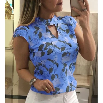 Primavara si Vara Femei Casual Florale Imprimate Maneca Scurta Bluza Topuri Doamnelor Elegante în Stil European Sifon Îmbrăcăminte SJ2150E