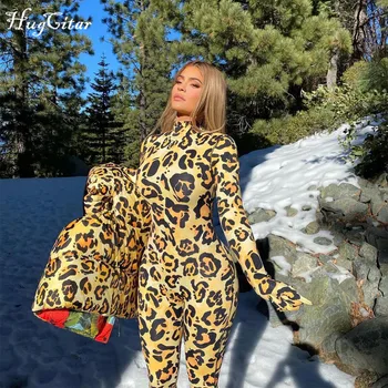 Hugcitar 2020 Maneca Lunga Mănuși De Imprimare Leopard Skinny Bodycon Salopeta De Toamna Iarna Pentru Femei De Moda Streetwear Vladan Casual