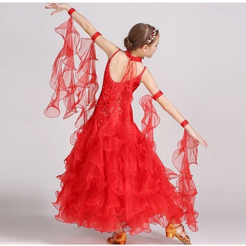 New Sosire Elegante Pentru Copii Copii, Fete, Roz, Alb Ballroom Tango Vals Vienez Rochie Vals Costume De Dans