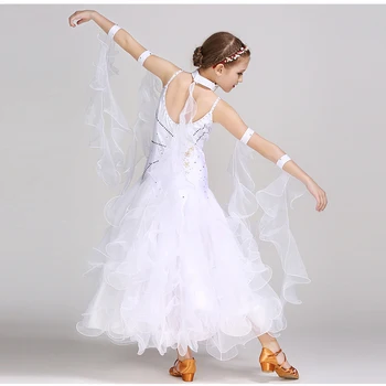 New Sosire Elegante Pentru Copii Copii, Fete, Roz, Alb Ballroom Tango Vals Vienez Rochie Vals Costume De Dans