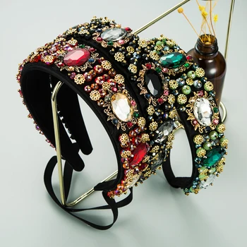 Superba Baroc Multi Color Crystal Headband pentru Femei Elegante, Sclipitoare Stras Căptușit Hairband Partid de sex Feminin Accesorii de Par