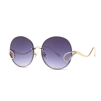 HBK 2019 Femei de Lux Stras ochelari de Soare pentru Femei Italia Designer de Brand fără ramă Rotundă Mare Ochelari de Soare Barbati Oculos De Sol Feminino