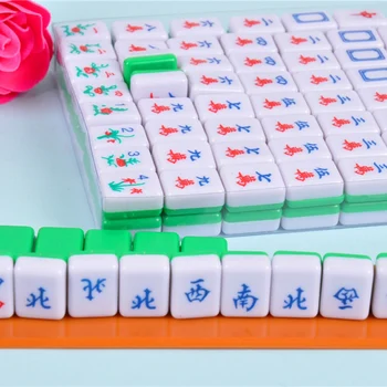 Mini Mahjong Simplu De Imprimare Versiune Familie Chineză Joc De Masă Portabil De Călătorie Antic Nu Sculptura Mahjong Set Acasă Tabla De Joc