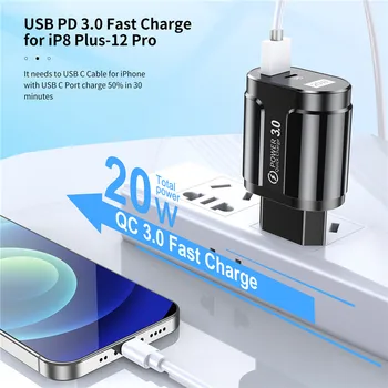 PD 20W Tip C Încărcător Pentru iPhone 12 Pro Max Mini Quick Charge 3.0 QC 20W USB-C de Încărcare Rapidă Călătorie de Perete Pentru iPhone 12 Pro Max